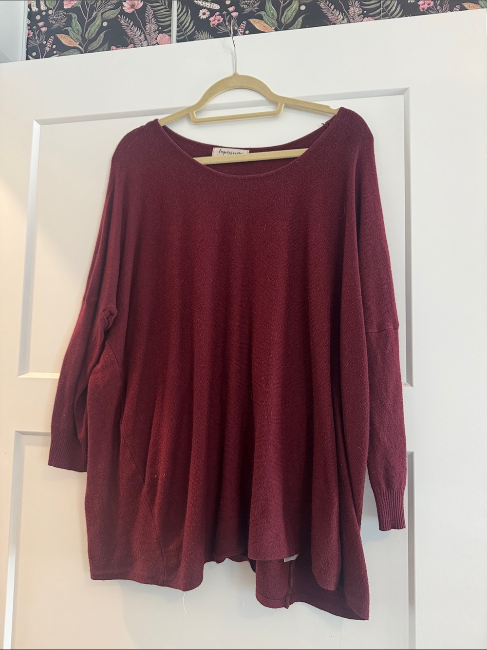 Impressions Oversized Knit Cardigan - Burgundy